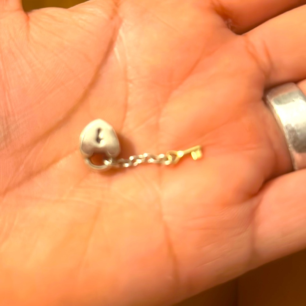 Pandora Heart Lock Charm 14k Gold key